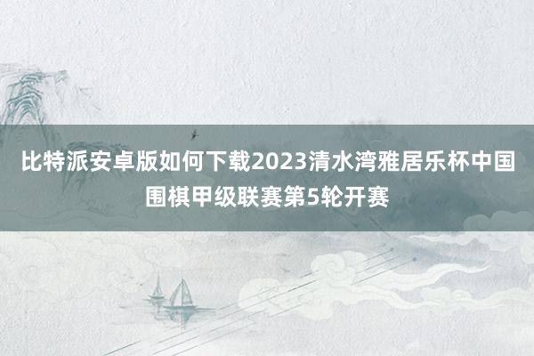 比特派安卓版如何下载2023清水湾雅居乐杯中国围棋甲级联赛第5轮开赛