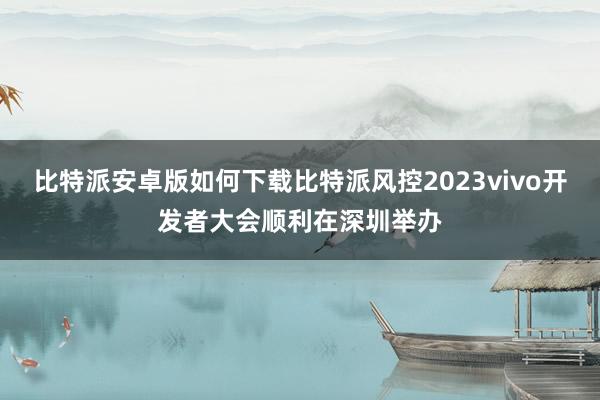 比特派安卓版如何下载比特派风控2023vivo开发者大会顺利在深圳举办