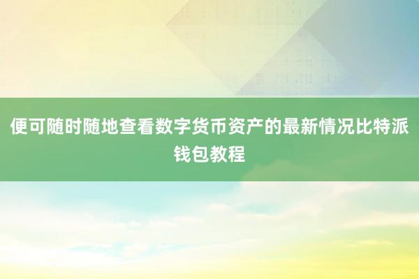 便可随时随地查看数字货币资产的最新情况比特派钱包教程