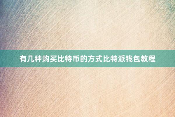 有几种购买比特币的方式比特派钱包教程